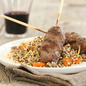 Ground American Lamb Kebabs with Dried Fruit-Mint Quinoa 